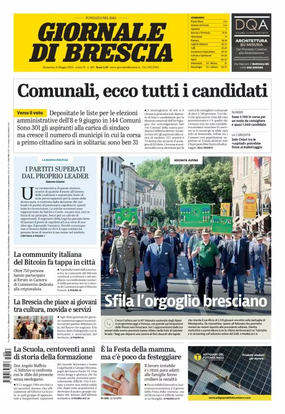 Prima-pagina-giornale di brescia-oggi-edizione-del-2024-05-12